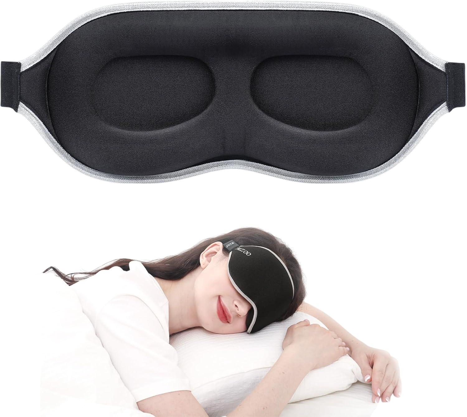 Luxury Sleep Mask for Back Black by Mzoo Luxury Sleep Mask