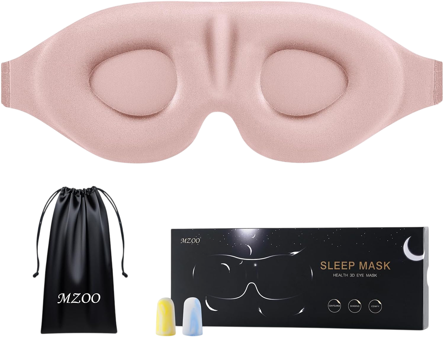 Luxury Sleep Eye Mask for Side Sleeper Pink by Mzoo Luxury Sleep Mask